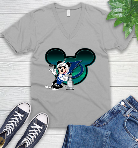NHL Tampa Bay Lightning Stanley Cup Mickey Mouse Disney Hockey T Shirt V-Neck T-Shirt 4