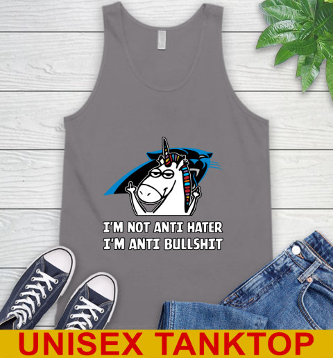 Carolina Panthers NFL Football Unicorn I'm Not Anti Hater I'm Anti Bullshit Tank Top 7