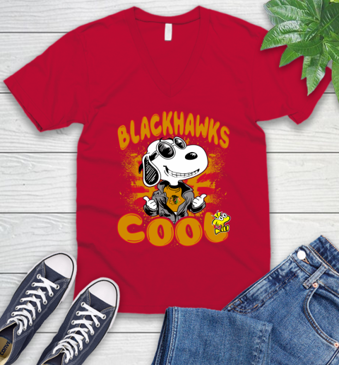 NHL Hockey Chicago Blackhawks Cool Snoopy Shirt V-Neck T-Shirt 6