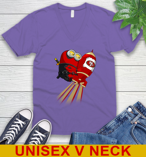 NFL Football San Francisco 49ers Deadpool Minion Marvel Shirt V-Neck T-Shirt 8