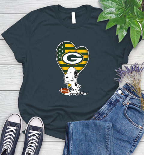 Green Bay Packers NFL Football The Peanuts Movie Adorable Snoopy Women's T-Shirt 8