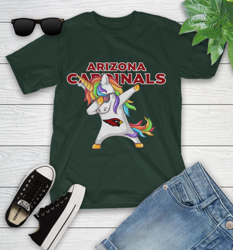 Arizona Cardinals NFL Football Funny Unicorn Dabbing Sports Youth T-Shirt 5