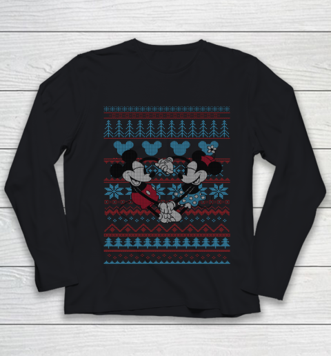 Disney Mickey And Minnie Mouse Christmas Ugly Sweater Style Youth Long Sleeve