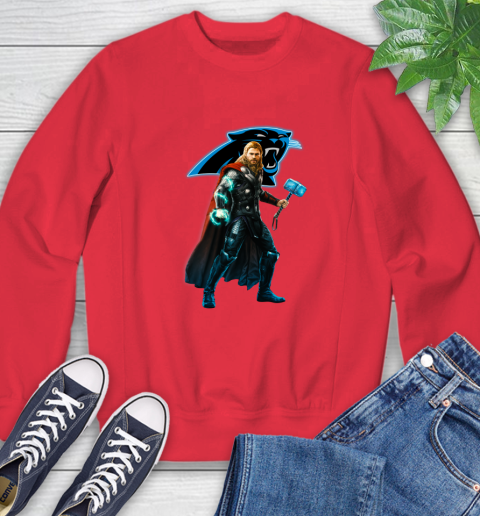 NFL Thor Avengers Endgame Football Carolina Panthers Sweatshirt 10