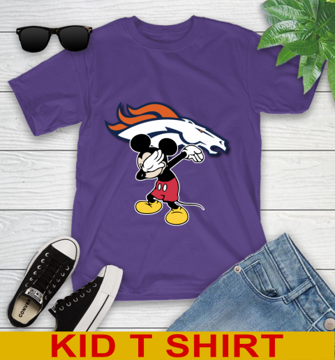 Denver Broncos NFL Football Dabbing Mickey Disney Sports Youth T-Shirt 4