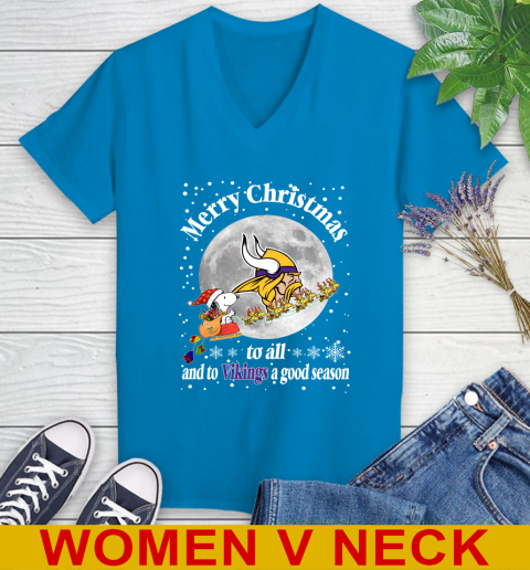 Minnesota Vikings Merry Christmas To All And To Vikings A Good Season NFL Football Sports Women's V-Neck T-Shirt 7