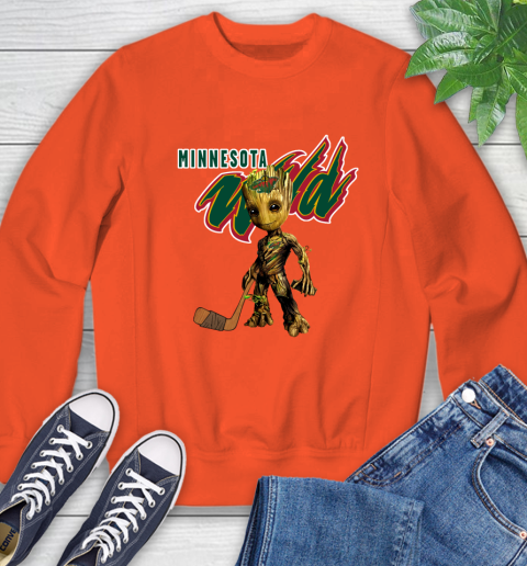 Minnesota Wild NHL Hockey Groot Marvel Guardians Of The Galaxy Sweatshirt 4