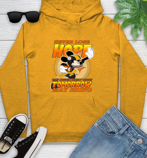 Pittsburgh Steelers NFL Football Mickey Disney Never Lose Hope Youth Hoodie 3 Pittsburgh Steelers NFL Football Mickey Disney Never Lose Hope Youth Hoodie - Image 3