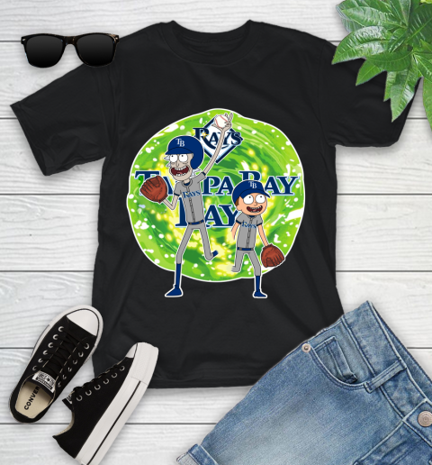 MLB Tampa Bay Rays Rick And Morty Baseball Sports Youth T-Shirt 2