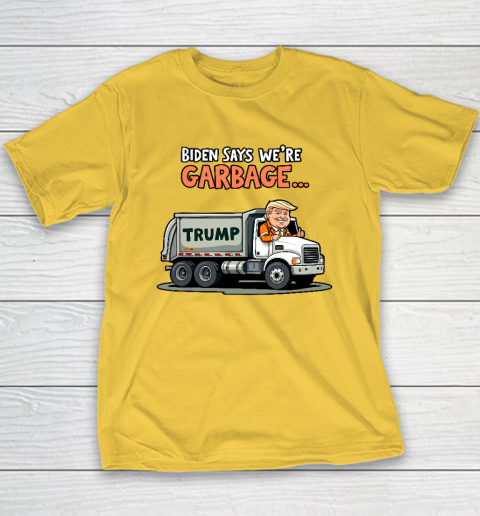Donald Trump Rides In Garbage Truck Youth T-Shirt 4