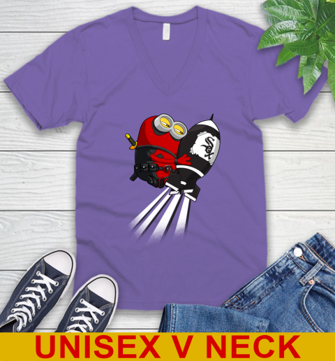 MLB Baseball Chicago White Sox Deadpool Minion Marvel Shirt V-Neck T-Shirt 8