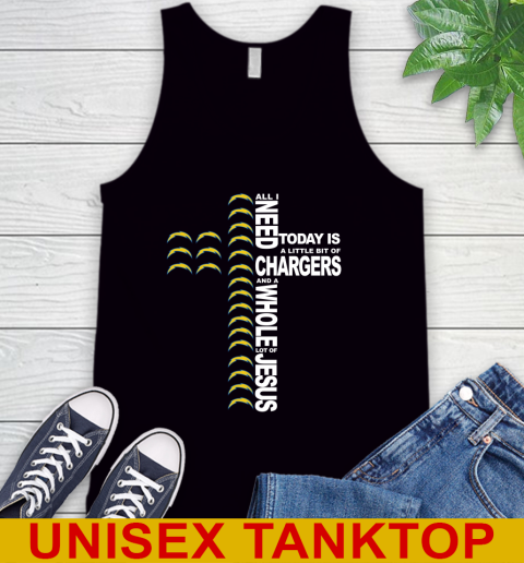 NFL All I Need Today Is A Little Bit Of Los Angeles Chargers Cross Shirt Tank Top