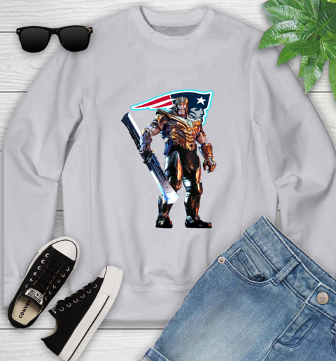 NFL Thanos Gauntlet Avengers Endgame Football New England Patriots Youth Sweatshirt 4