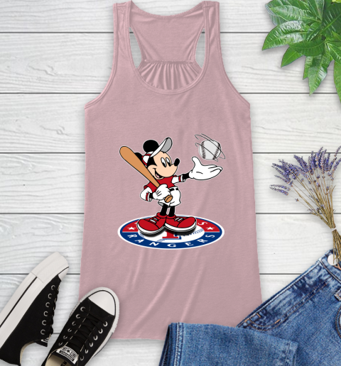 MLB Baseball Texas Rangers Cheerful Mickey Disney Shirt Racerback Tank 10
