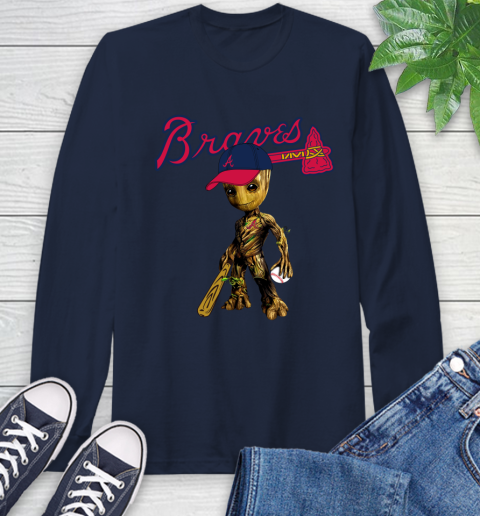 MLB Atlanta Braves Groot Guardians Of The Galaxy Baseball Long Sleeve T-Shirt 4