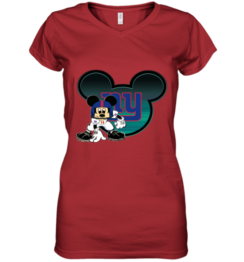 NFL New York Giants Mickey Mouse Disney Football T Shirt rrY8GZoJq7Q women v neck t shirt 39 95 151514 front red