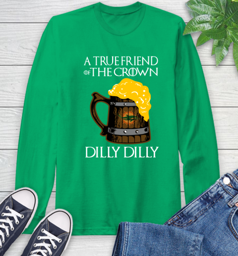NFL Miami Dolphins A True Friend Of The Crown Game Of Thrones Beer Dilly Dilly Football Shirt Long Sleeve T-Shirt 8