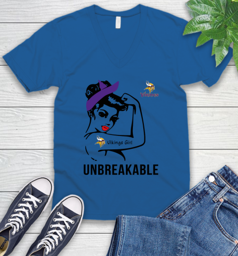 NFL Minnesota Vikings Girl Unbreakable Football Sports V-Neck T-Shirt 3