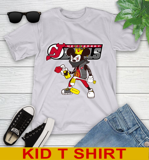 New Jersey Devils NHL Hockey Mickey Peace Sign Sports Youth T-Shirt 5