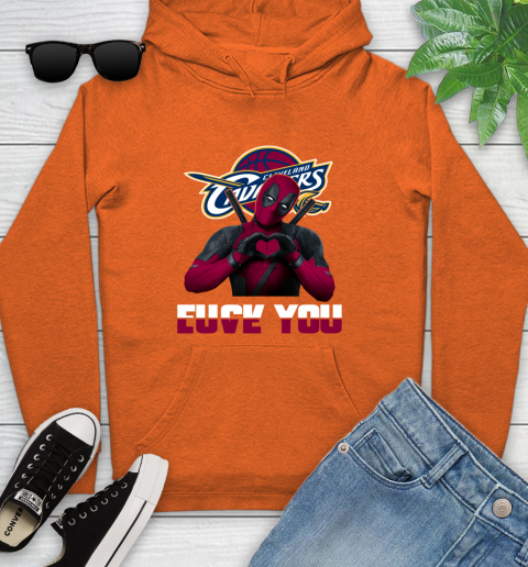 NBA Cleveland Cavaliers Deadpool Love You Fuck You Basketball Sports Youth Hoodie 4