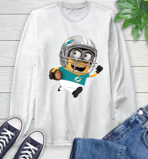 NFL Miami Dolphins Minions Disney Football Sports Long Sleeve T-Shirt