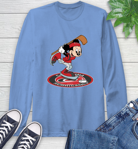 NHL Hockey Carolina Hurricanes Cheerful Mickey Disney Shirt Long Sleeve T-Shirt 12