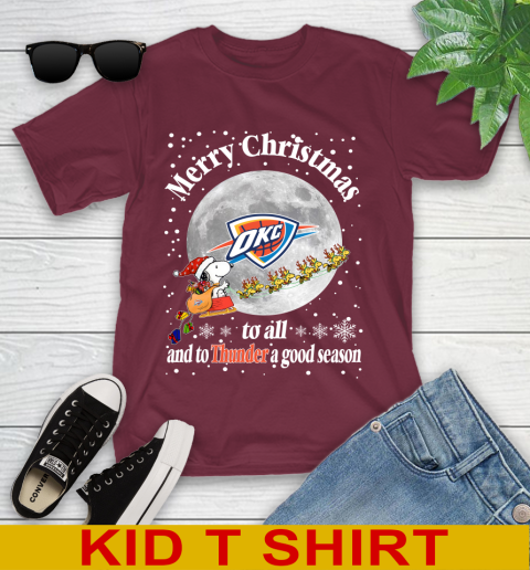 Oklahoma City Thunder Merry Christmas To All And To Thunder A Good Season NBA Basketball Sports Youth T-Shirt - Image 6