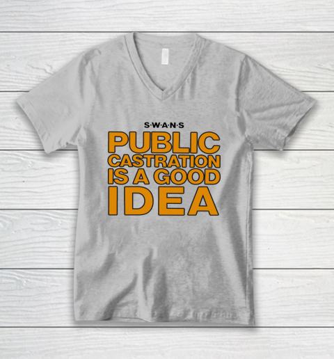 Public Castration Is A Good Idea SWANS V-Neck T-Shirt 2