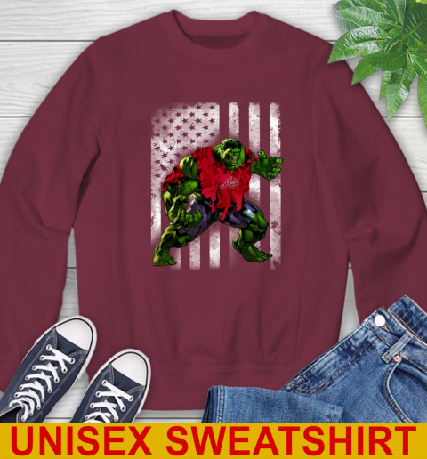 Atlanta Braves Hulk Marvel Avengers MLB Baseball American Flag Sweatshirt 6