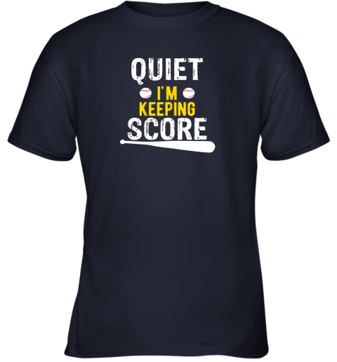lk2a quiet i39 m keeping score scorekeeper funny baseball youth t shirt 26 front navy