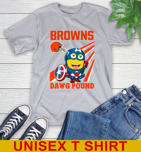 NFL Football Cleveland Browns Captain America Marvel Avengers Minion Shirt T-Shirt - Image 6