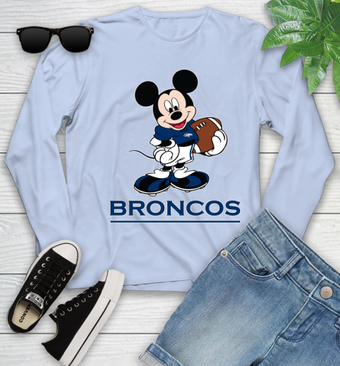 NFL Football Denver Broncos Cheerful Mickey Mouse Shirt Youth Long Sleeve 9
