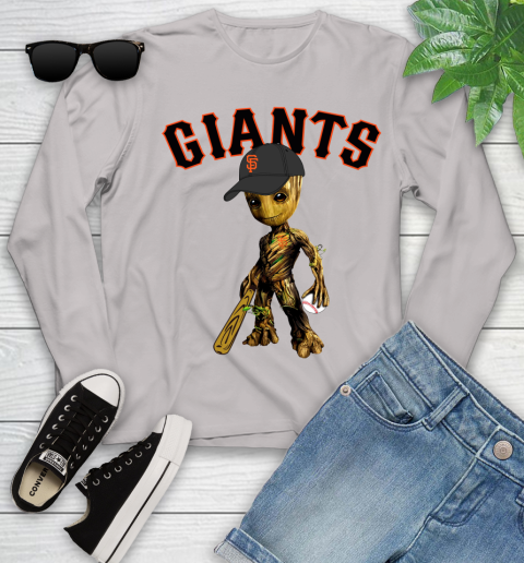 MLB San Francisco Giants Groot Guardians Of The Galaxy Baseball Youth Long Sleeve 12