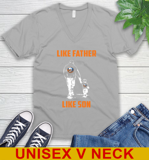 New York Islanders NHL Hockey Like Father Like Son Sports V-Neck T-Shirt 3