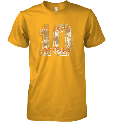 7yzy baseball jersey number 10 vintage distressed premium guys tee 5 front gold