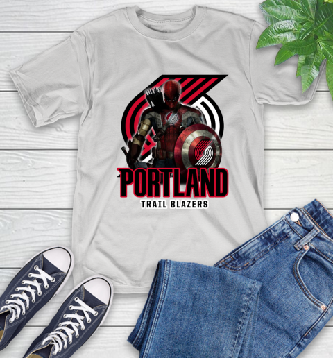 Portland Trail Blazers NBA Basketball Captain America Thor Spider Man Hawkeye Avengers T-Shirt