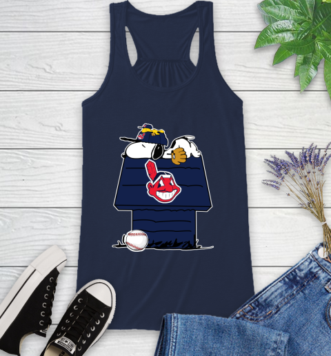 MLB Cleveland Indians Snoopy Woodstock The Peanuts Movie Baseball T Shirt Racerback Tank 10