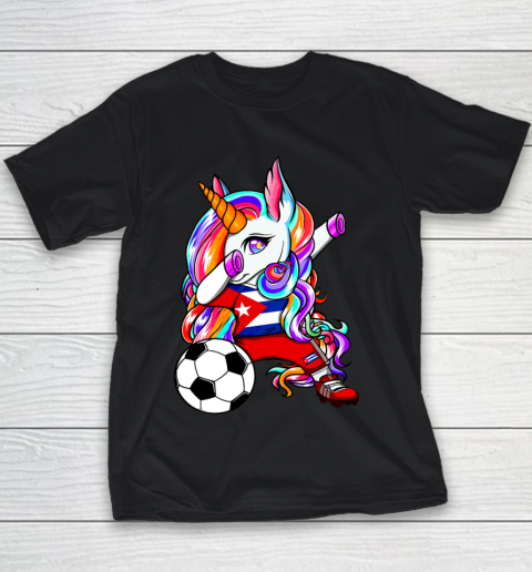 Dabbing Unicorn Cuba Soccer Fans Jersey Cuban Football Lover Youth T-Shirt