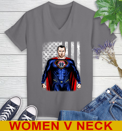 NBA Basketball Washington Wizards Superman DC Shirt Women's V-Neck T-Shirt 12 NBA Basketball Washington Wizards Superman DC Shirt Women's V-Neck T-Shirt - Image 12