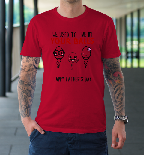 We Used To Live In Your Balls Happy Father's Day Funny T-Shirt 6