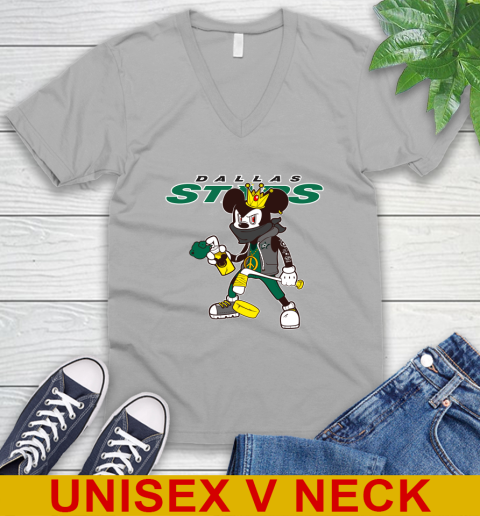 Dallas Stars NHL Hockey Mickey Peace Sign Sports V-Neck T-Shirt 4
