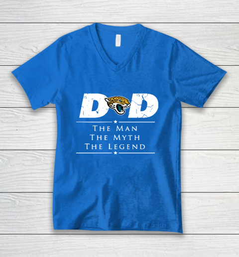 Jacksonville Jaguars NFL Football Dad The Man The Myth The Legend V-Neck T-Shirt - Image 6