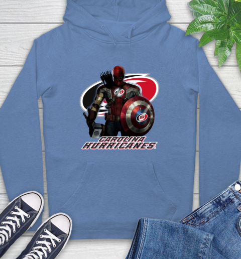 NHL Captain America Thor Spider Man Hawkeye Avengers Endgame Hockey Carolina Hurricanes Hoodie 11