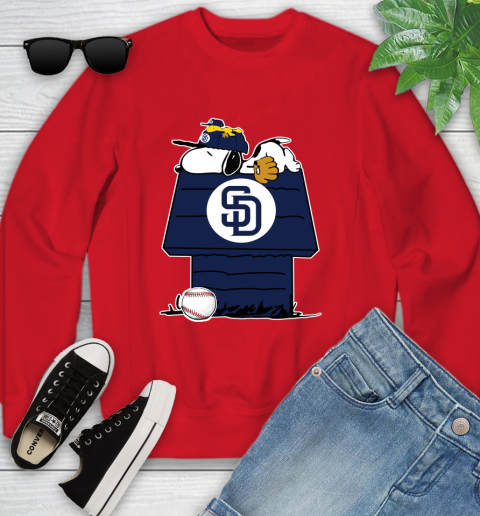 MLB San Diego Padres Snoopy Woodstock The Peanuts Movie Baseball T Shirt Youth Sweatshirt 9
