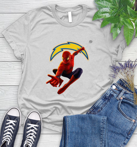 NFL Spider Man Avengers Endgame Football Los Angeles Chargers Women's T-Shirt