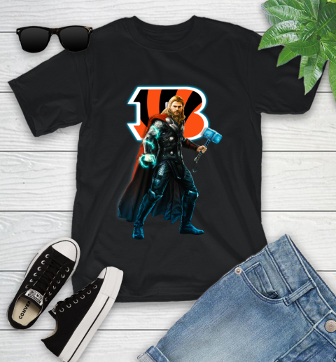 NFL Thor Avengers Endgame Football Cincinnati Bengals Youth T-Shirt 2