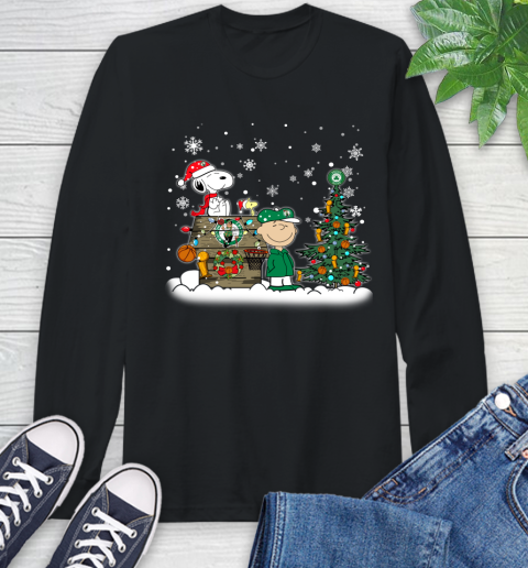 Boston Celtics NBA Basketball Christmas The Peanuts Movie Snoopy Championship Long Sleeve T-Shirt