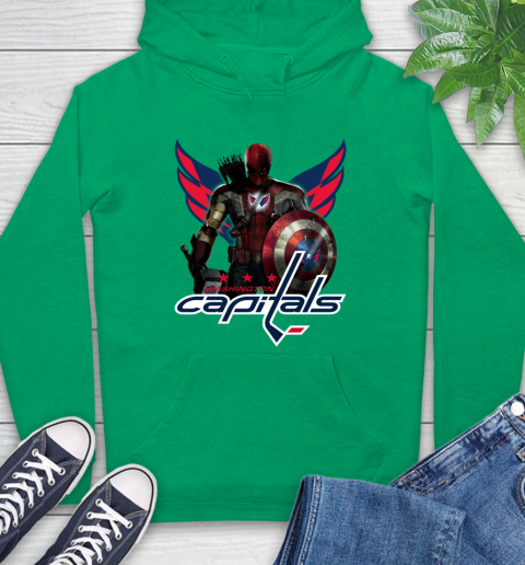 NHL Captain America Thor Spider Man Hawkeye Avengers Endgame Hockey Washington Capitals Hoodie 8