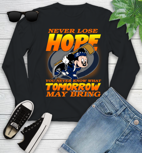 Tampa Bay Lightning NHL Hockey ootball Mickey Disney Never Lose Hope Youth Long Sleeve