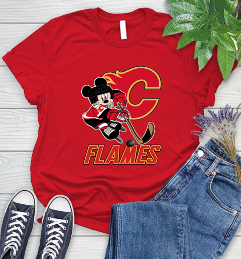 NHL Calgary Flames Mickey Mouse Disney Hockey T Shirt Women's T-Shirt 9